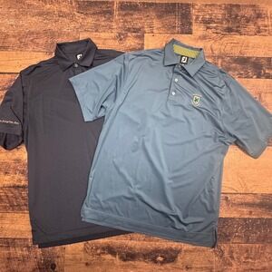 FootJoy FJ Mens Golf Polo Shirt Kingsley Club Embroidered Short‎ Sleeve Blue L
